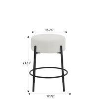 Set of 2 24 Inch Tall Round Upholstered Bar Stools for Kitchen and Coffee Shops Contemporary Design