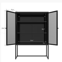 Black Storage Cabinet with Doors Modern Accent Cabinet Free Standing Buffet Sideboard for Bedroom Kitchen Home Office