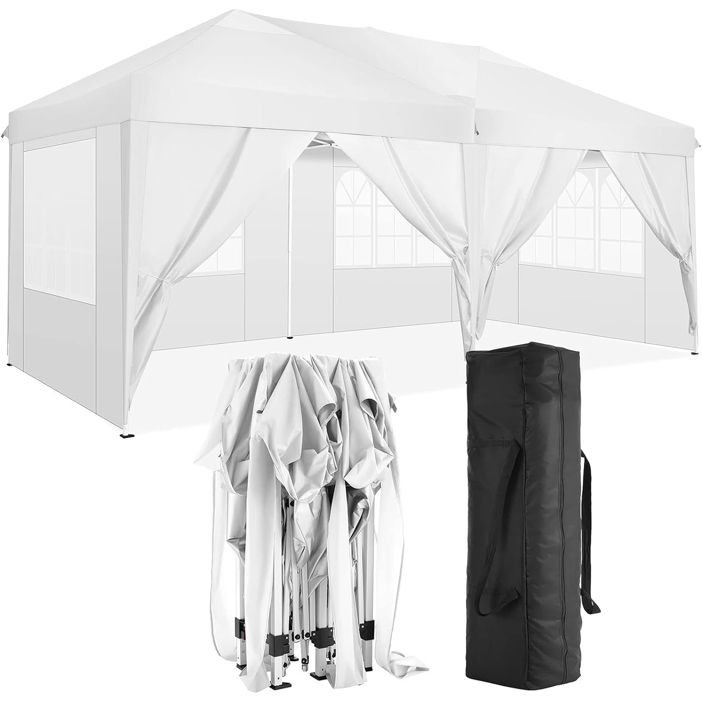 10x20 Pop Up Canopy with 6 Removable Sidewalls Portable Outdoor Shelter for Events Beach Weddings Camping UPF 50+