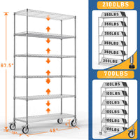 6 Tier Wire Shelving Unit Heavy Duty Storage Rack Adjustable Metal Shelves for Home Kitchen Garage Organization