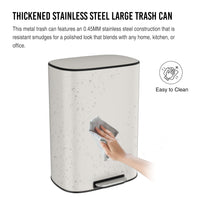 13 Gallon 50L Kitchen Foot Pedal Trash Can Soft Close Stainless Steel White Ellipse Bin