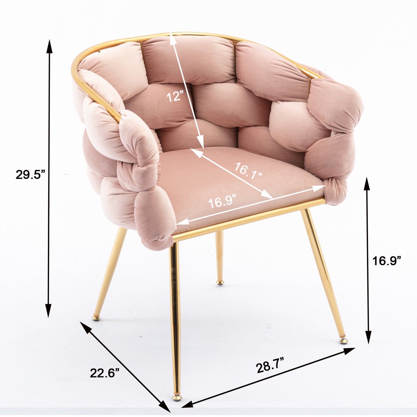 Luxury Velvet Single Sofa Chair Set of 2 Modern Simple Leisure Pink for Bedroom Dresser Stool Manicure Table Back Chair