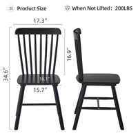 Black Rubber Wood Dining Chairs Set of 4 Simple Natural Solid Wood Living Room Seating