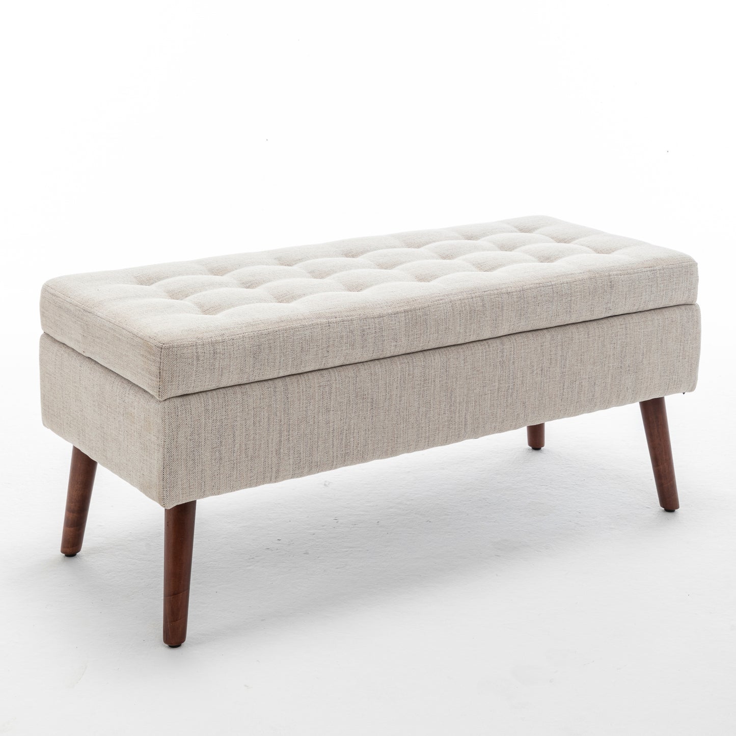 Off White Storage Bench for Bedroom or Entryway 43.7 Inch Ottoman Foot of Bed Seating Solution