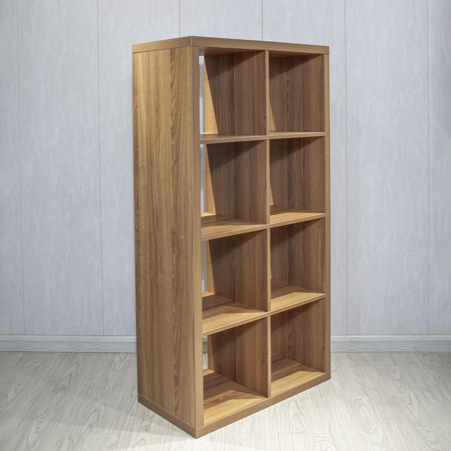 8-Cube Organizer Storage Bookcase with Open Back Shelves for Home Office Walnut Color