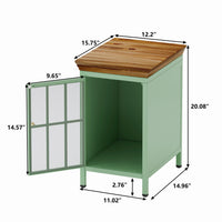 Nightstand with Storage Cabinet Solid Wood Tabletop Bedside Table Sofa Side Coffee Table for Bedroom Living Room Green