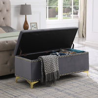 Large Storage Benches with Nailhead Trim Tufted Velvet 2 in 1 Combination for Living Room Entryway Hallway Bedroom Gold Legs 250lbs Capacity