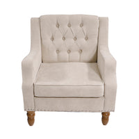 Vintage Brass Studded Accent Chair Set with Footrest Tufted Upholstered Armchair for Living Room Bedroom Reading