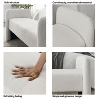 52 Inch Modern Contemporary Bench for Bedroom End of Bed Ottoman Couch Long Window Sitting Fireplace Teddy White Ivory