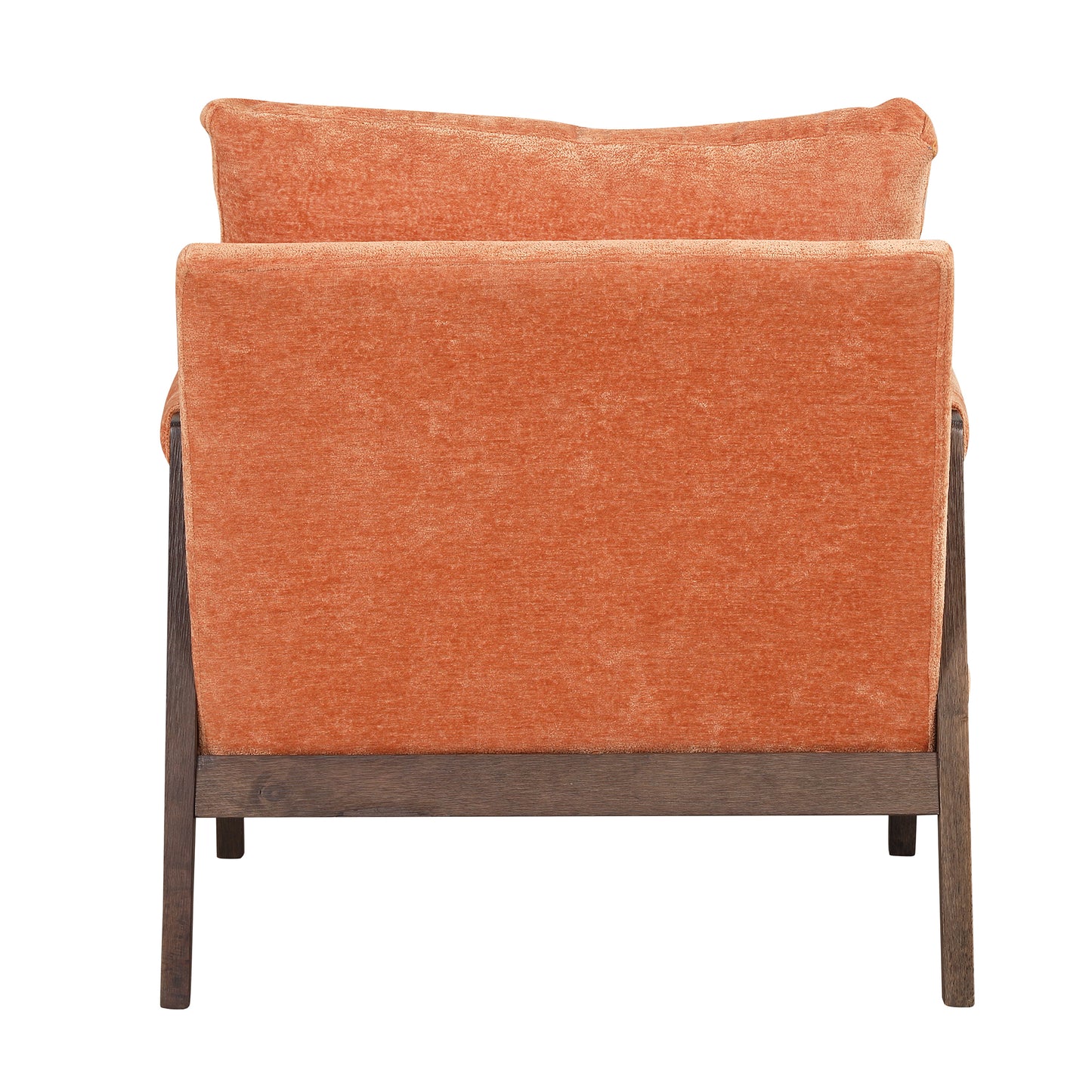 Mid-Century Modern Velvet Accent Chair Solid Wood Thick Cushion for Living Room Bedroom Studio Orange