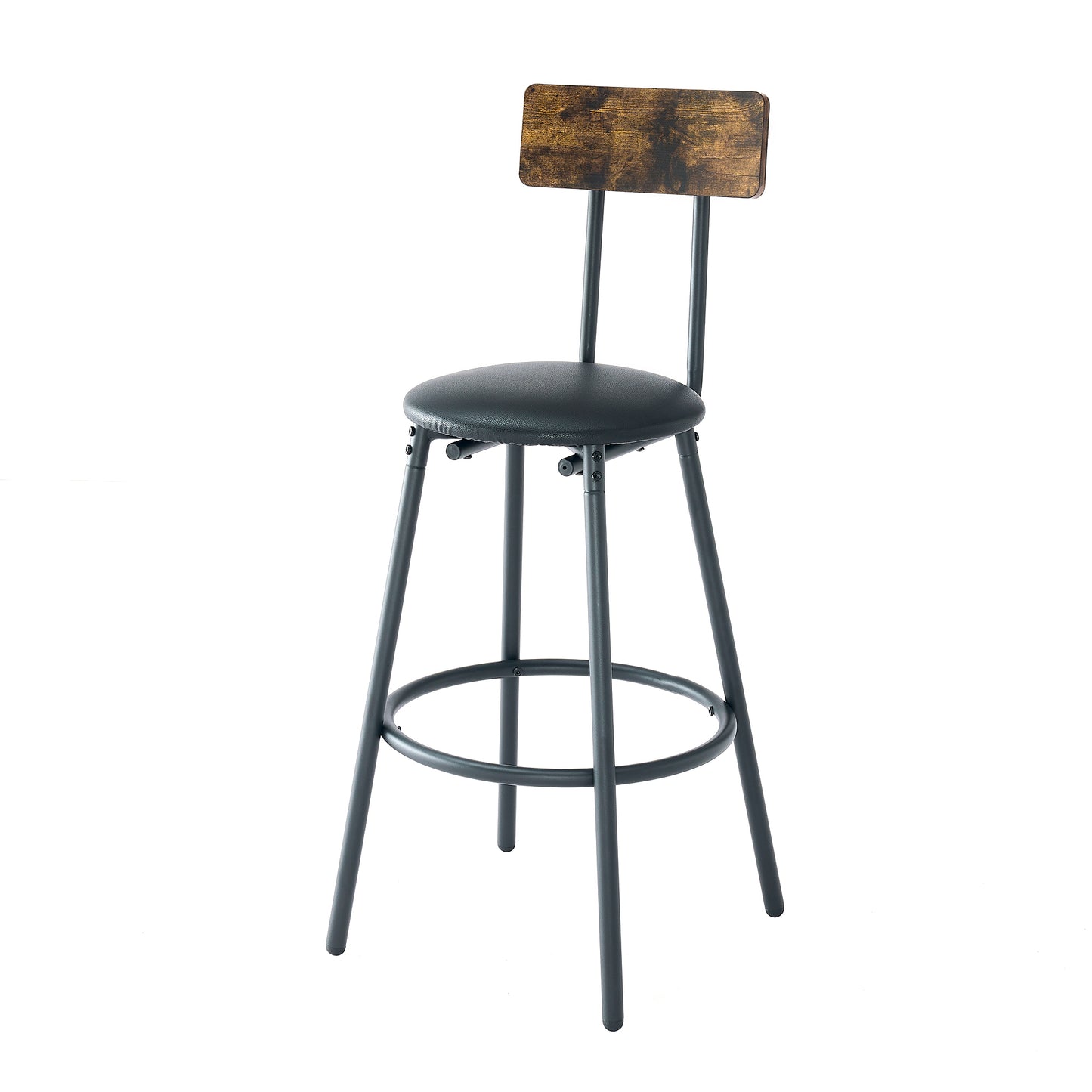 Wood Top Metal Base Industrial Bar Table with 2 Chairs Adjustable Bistro Whiskey Pub Table 47.44W x 15.75D x 35.43H