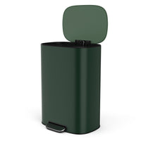 13 Gallon 50L Kitchen Foot Pedal Soft Close Trash Can Stainless Steel Ellipse Design Green