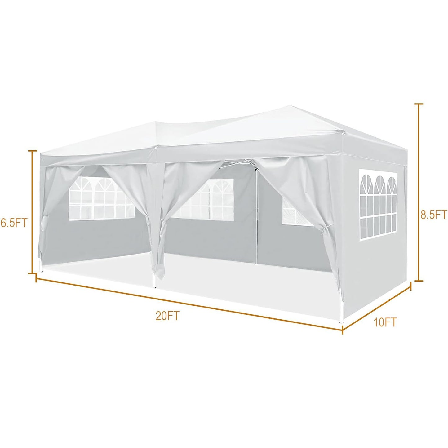 10x20 Pop Up Canopy with 6 Removable Sidewalls Portable Outdoor Shelter for Events Beach Weddings Camping UPF 50+