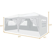 10x20 Pop Up Canopy with 6 Removable Sidewalls Portable Outdoor Shelter for Events Beach Weddings Camping UPF 50+