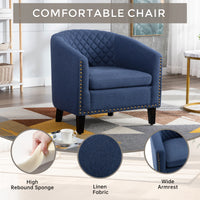 Barrel Chair with Soft Padded Armrest for Living Room Bedroom Waiting Room Navy Linen