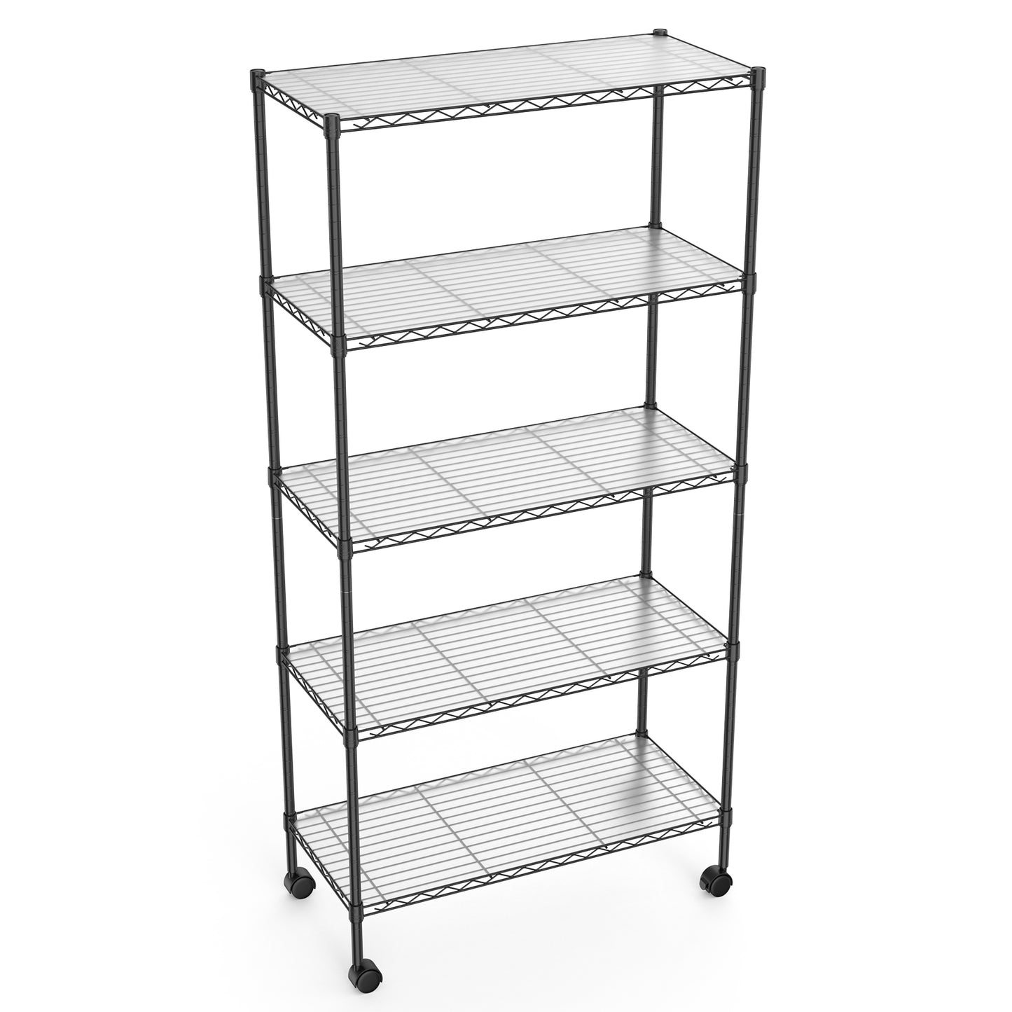 5 Tier Heavy Duty Wire Shelving Unit Adjustable Storage Shelves for Garage Kitchen Office Commercial Use Black