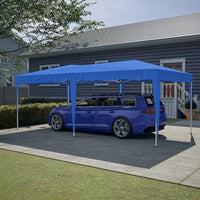 10x20 Blue Pop Up Canopy Tent with 6 Sidewalls Waterproof Commercial Outdoor Shelter Adjustable Height Carry Bag Sand Bags Ropes and Stakes