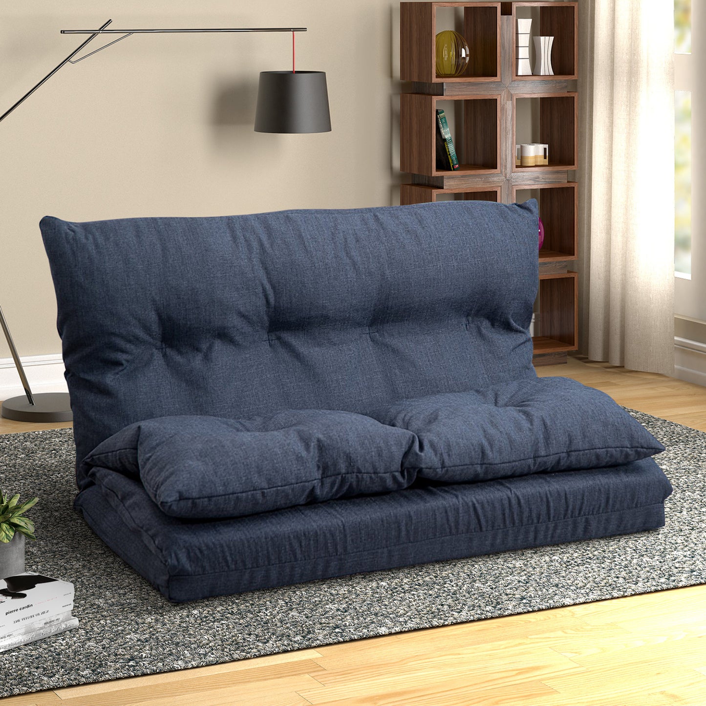 Floor Couch Sofa Fabric Folding Chaise Lounge Bed for Living Room Bedroom Adjustable Seating