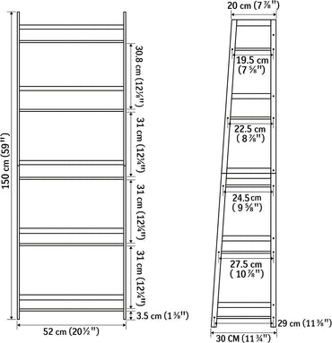 5 Tier White Ladder Shelf Modern Open Bookcase for Bedroom Living Room Office Storage Display