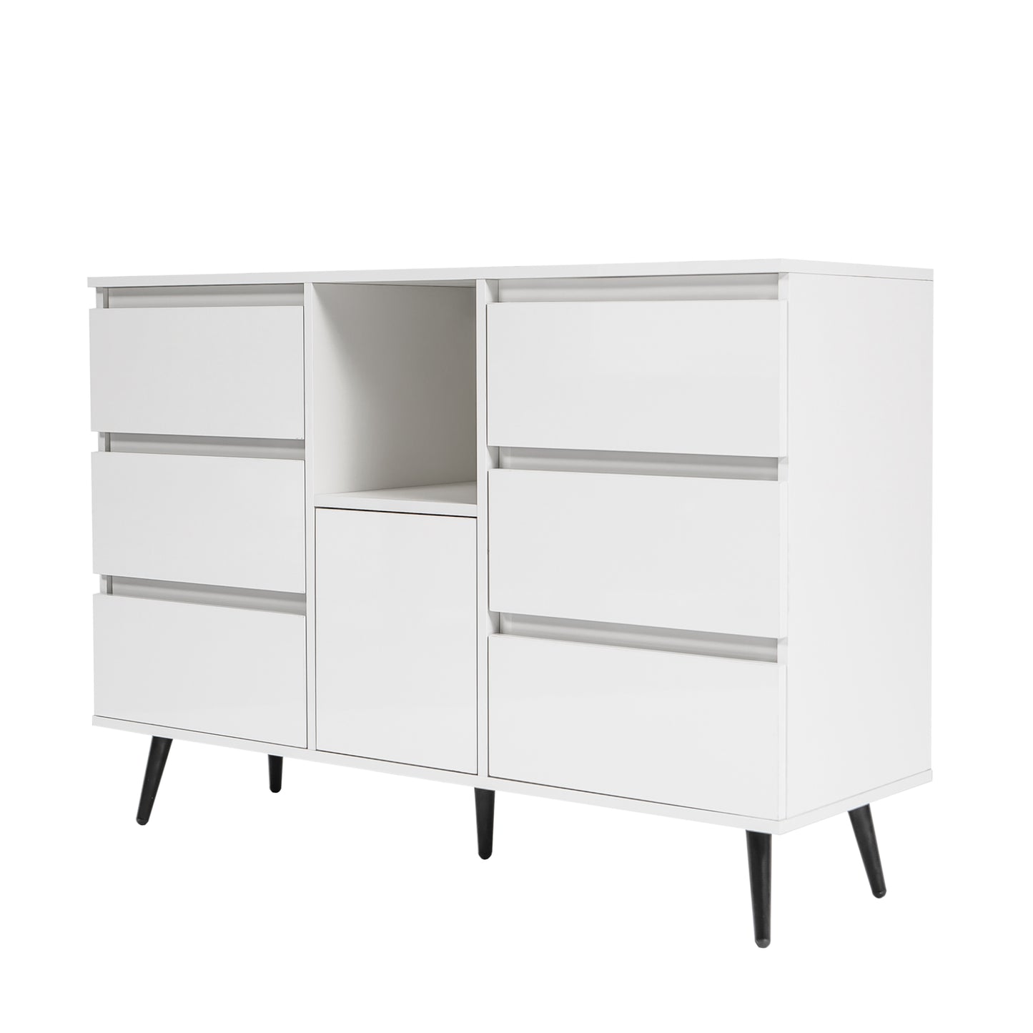 White High Gloss Living Room Sideboard Storage Cabinet with LED Light Modern Kitchen Buffet Wooden Display Unit