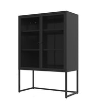 Black Storage Cabinet with Doors Modern Accent Cabinet Free Standing Buffet Sideboard for Bedroom Kitchen Home Office