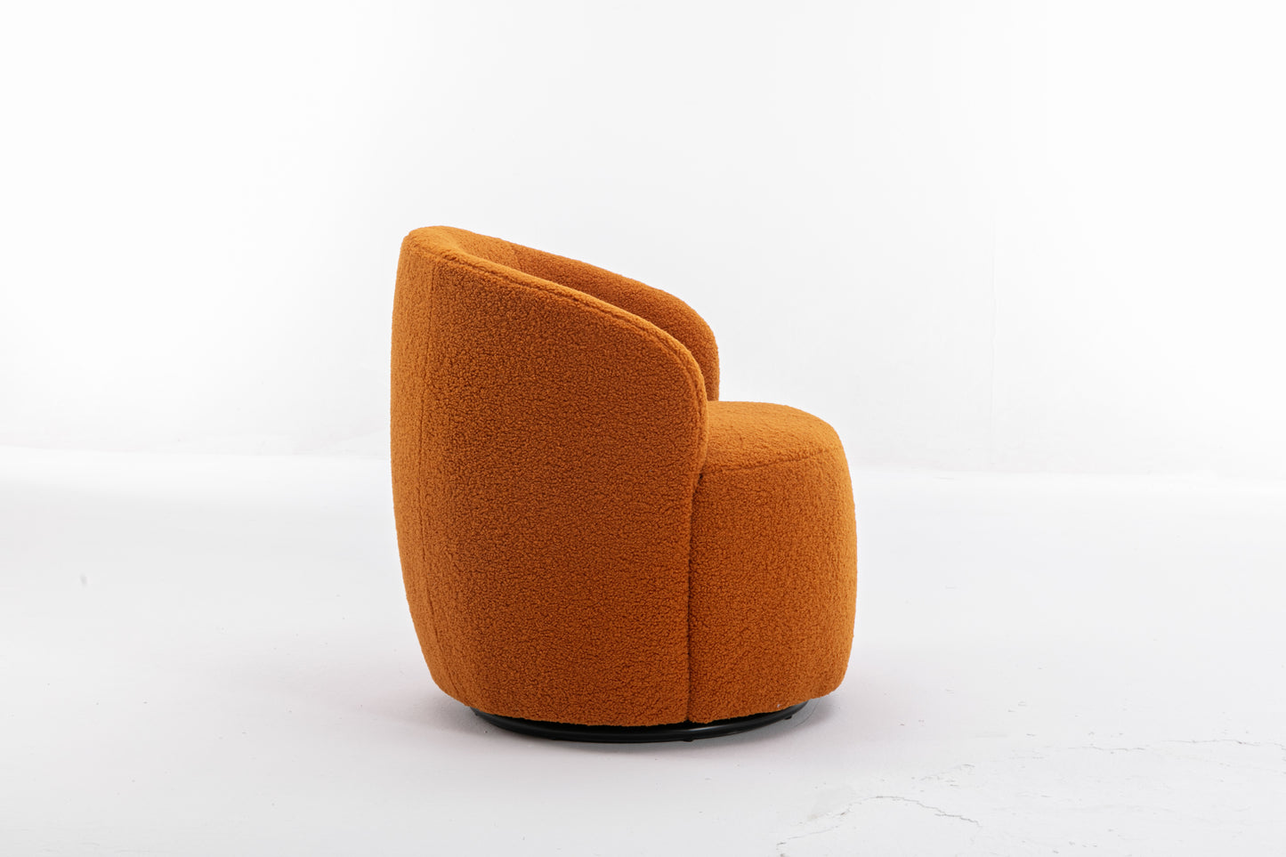 Teddy Fabric Swivel Accent Armchair Barrel Chair with Black Metal Ring Caramel Color