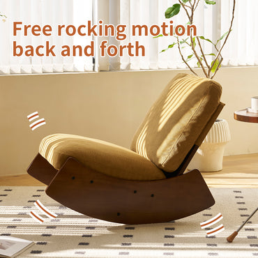 Elegant Upholstered Glider Rocking Chair with Solid Wood Frame for Living Room Nursery and Bedroom Relaxation