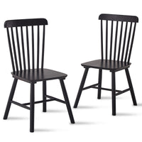 Black Rubber Wood Dining Chairs Set of 4 Simple Natural Solid Wood Living Room Seating