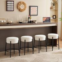 Set of 2 24 Inch Tall Round Upholstered Bar Stools for Kitchen and Coffee Shops Contemporary Design