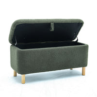 Upholstered Storage Ottoman Entryway Bench Green Modern Design for Living Room Bedroom Organization
