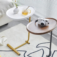 Brown C-shaped Side Table Small Sofa Table for Living Room Bedroom Modern Design Space Saving