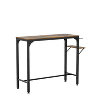 Wood Top Metal Base Industrial Bar Table with 2 Chairs Adjustable Bistro Whiskey Pub Table 47.44W x 15.75D x 35.43H