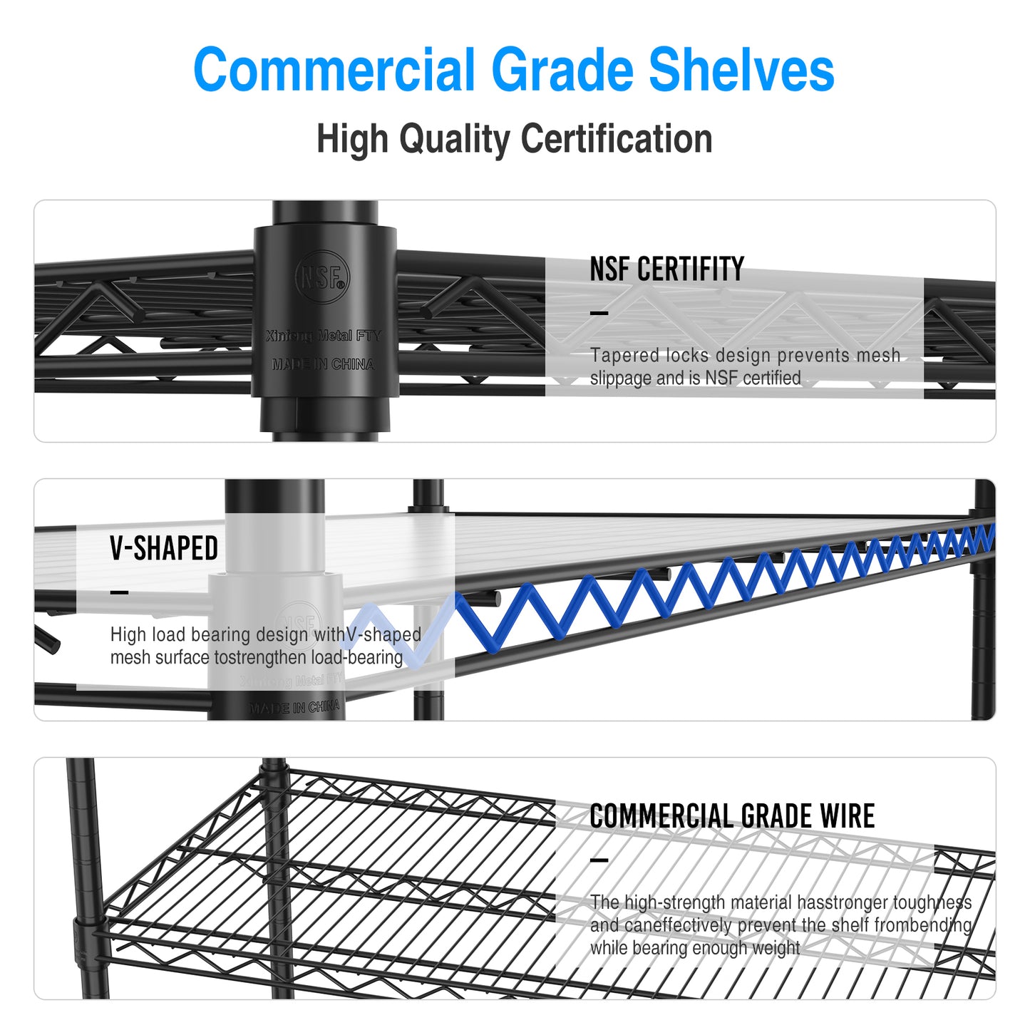 6 Tier Heavy Duty Wire Shelving Unit 6000 LBS Capacity Adjustable Metal Garage Storage Shelves with Wheels Black