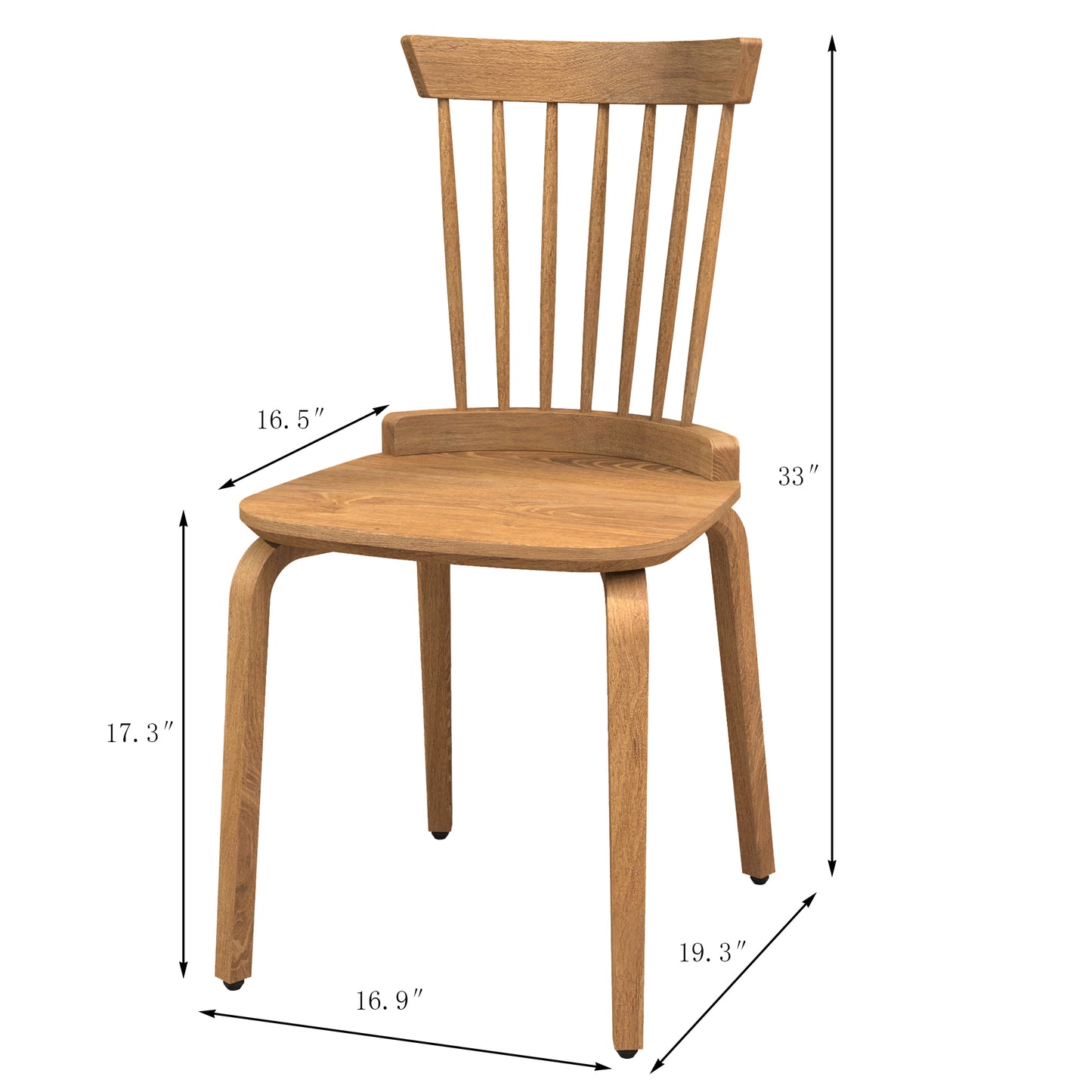 Solid Wood Slat Back Windsor Chair Set of 2 Classic Dining Room Furniture Rustic Home Decor