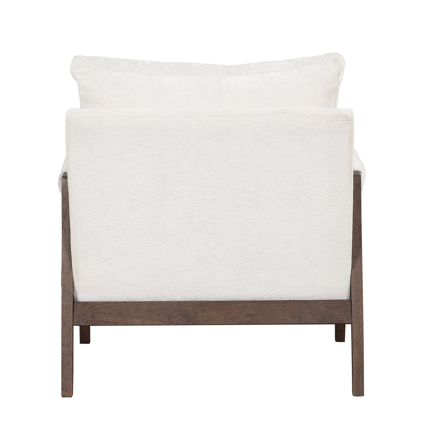 Mid-Century Modern Velvet Accent Chair Solid Wood Leisure Chair Thick Seat Cushion for Living Room Bedroom Studio White