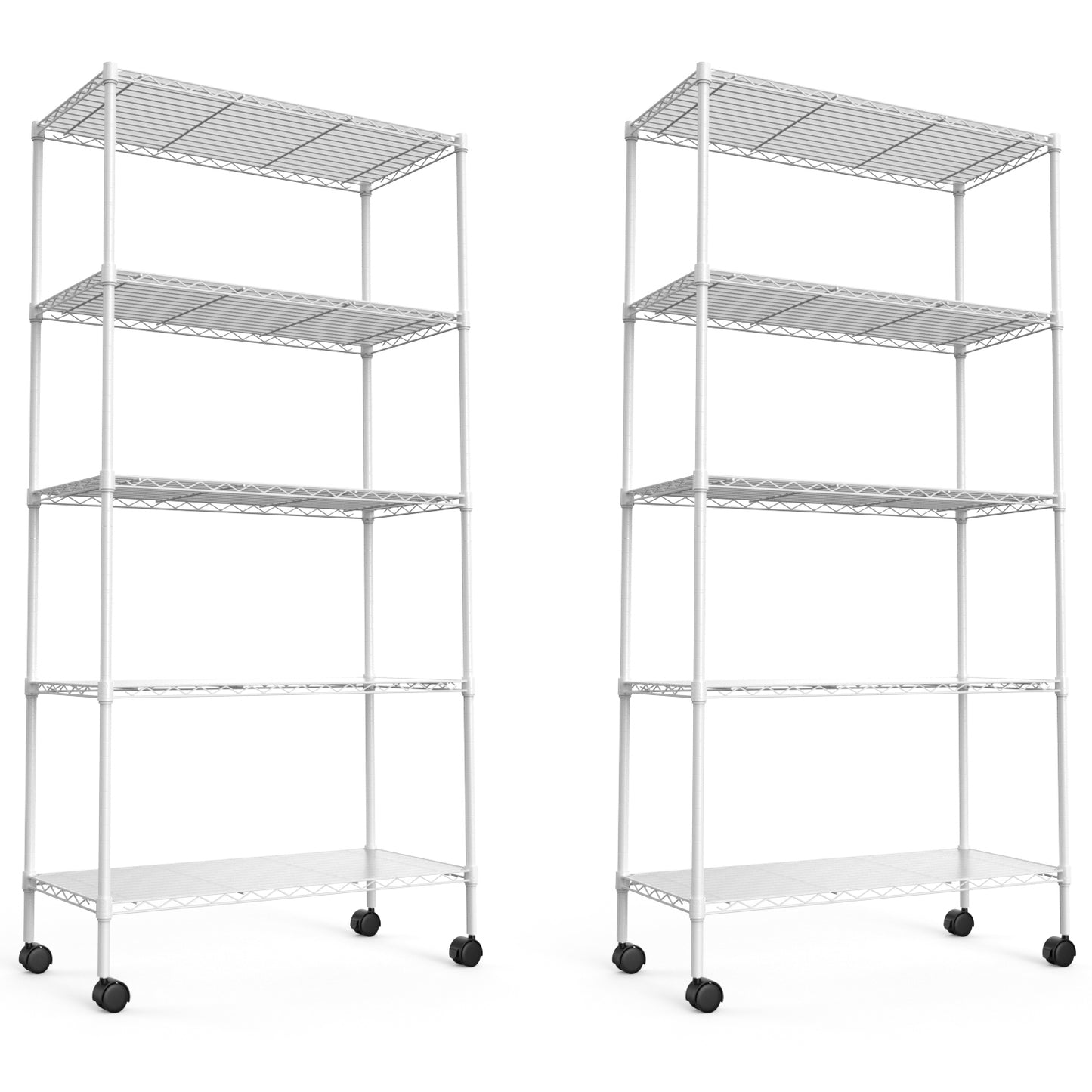 5 Tier Heavy Duty Wire Shelving Unit Adjustable Storage Shelves for Garage Kitchen Office Commercial Use White