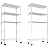 5 Tier Heavy Duty Wire Shelving Unit Adjustable Storage Shelves for Garage Kitchen Office Commercial Use White