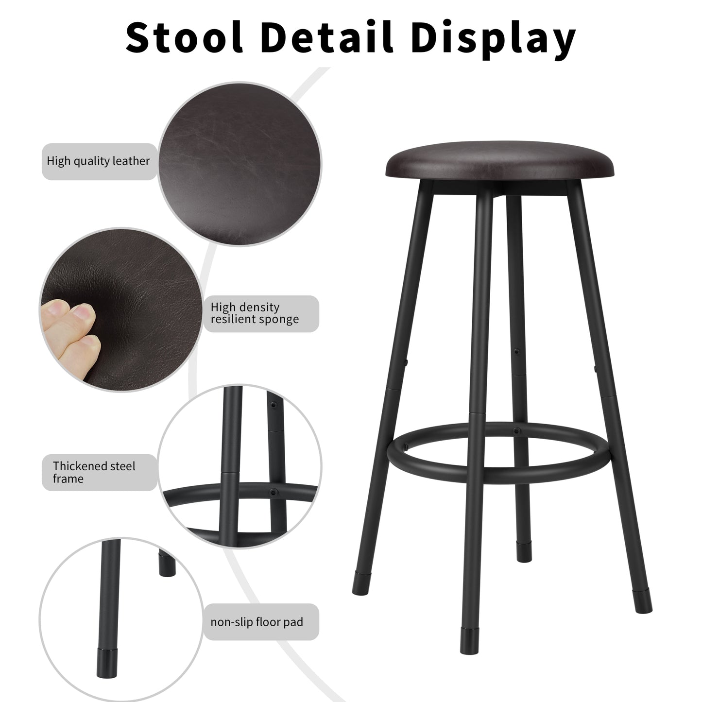 5-Piece Counter Height Kitchen Dining Table Set with Bar Table and 4 Stools - Modern Space-Saving Furniture for Dining Room or Kitchen