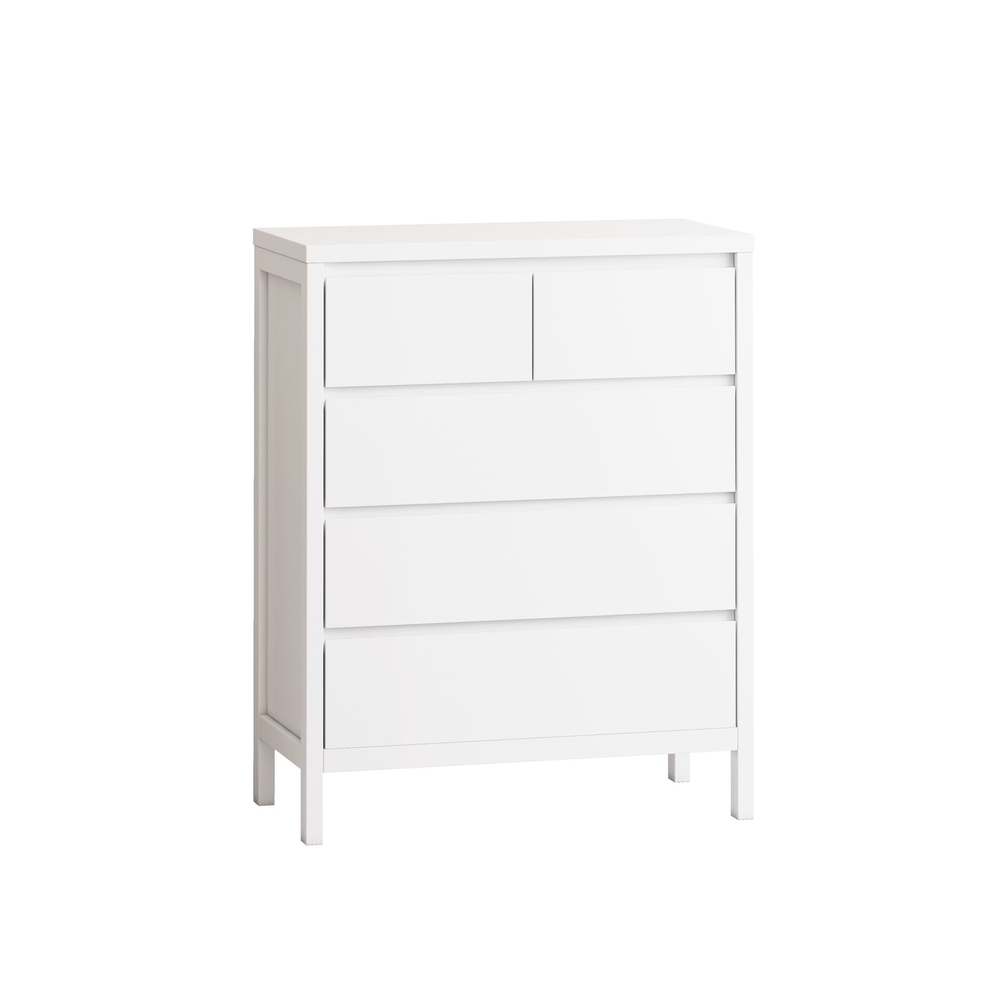 4-Tier 5-Drawer MDF Storage Cabinet for Bedroom Living Room Dining Room Hallways White