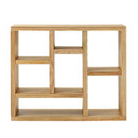 Open Wooden Shelf Bookcase Freestanding Display Storage Cabinet with 7 Cube Spaces for Living Room Entryway Storage