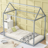 Metal House Shape Platform Bed, twin