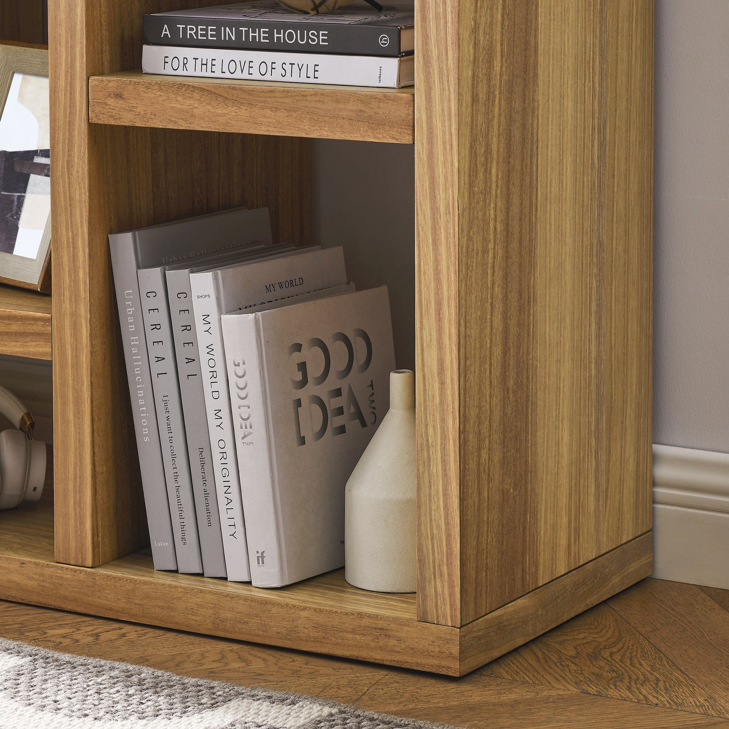 Open Wooden Shelf Bookcase Freestanding Display Storage Cabinet with 7 Cube Spaces for Living Room Entryway Storage