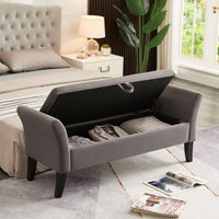 51.5" Bed Bench With Storage Beige Velvet