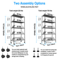 5 Tier Heavy Duty Wire Shelving Unit Adjustable Storage Shelves for Garage Kitchen Office Commercial Use Black