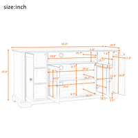 TV Stand for 65 Inch TV with Adjustable Panels and 2 Tempered Glass Doors Open Style Cabinet Sideboard for Living Room Black