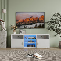 Modern TV Stand for 32-60 inch TV with Drawer and LED Lights Entertainment Center for Living Room Game Room Bedroom