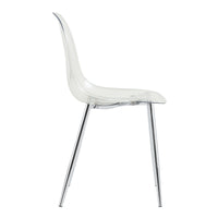 Modern Minimalist Transparent Dining Chair Set 6pcs Armless Nordic Makeup Stool with Silver Plated Metal Legs