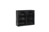 Modern Two-Door Wall Cabinet with Three-Tier Storage for Entryway Living Room Bathroom Dining Room Black Woven Pattern