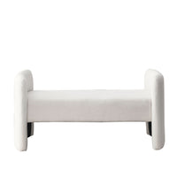 52 Inch Modern Contemporary Bench for Bedroom End of Bed Ottoman Couch Long Window Sitting Fireplace Teddy White Ivory