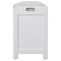 Storage Bench with Removable Cushion and 2 Drawers, Fully Assembled Shoe Organizer with Removable Basket, White